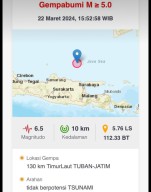 Tercatat Gempa di Tuban Capai 64 Kali, Terasa hingga Surabaya