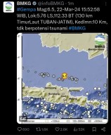 Gempa Susulan Magnitudo 6.5 Kembali Guncang Tuban hingga Surabaya