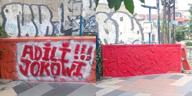 Tulisan 'Adili Jokowi' di Surabaya Ditutup Cat Merah, Pengamat: Tes Ombak