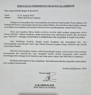 Mediasi Selesai, Begini Isi Surat Pernyataan Armuji ke Madas
