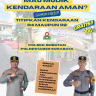 Polrestabes Surabaya Sediakan Penitipan Kendaraan Gratis Bagi Pemudik, Berikut Syaratnya