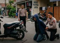 Asyik Nyeruput Kopi di Teras Rumah, Buron Pencuri Motor di Surabaya Disergap Polisi