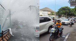 Hindari Jalan Merr Surabaya, Ada Pipa PDAM Bocor bikin Macet