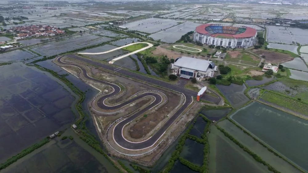 Pembangunan akses Stadion GBT foto dari atas