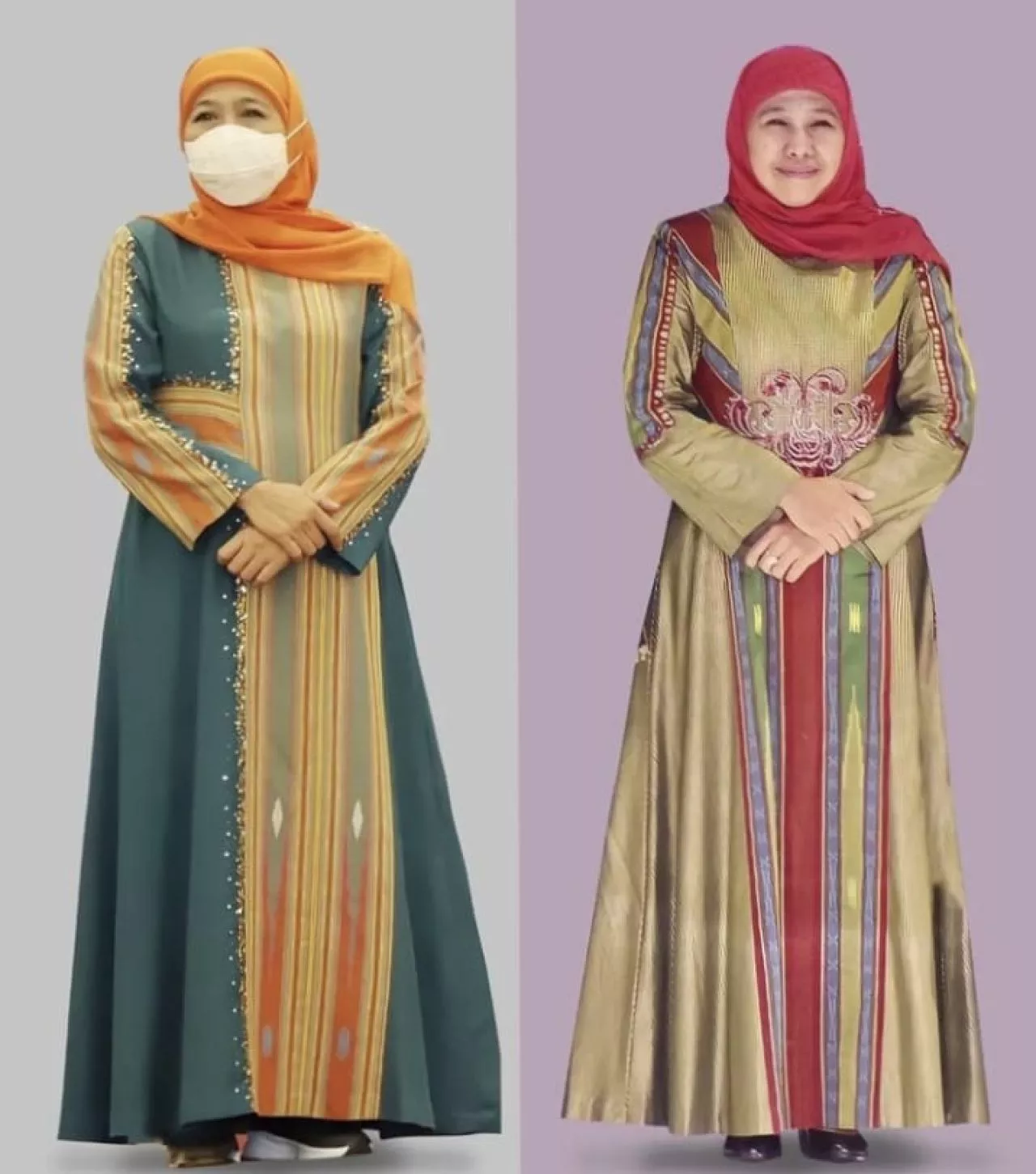 Cantiknya Gubernur Khofifah Kenakan Busana Berbahan Kain Tenun Ikat Lamongan
