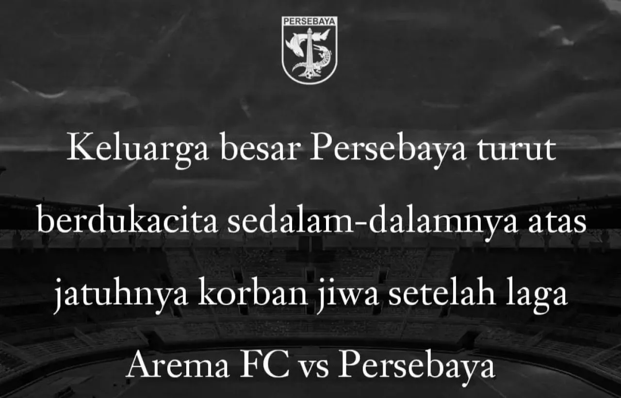 Persebaya Ucapkan Belasungkawa atas Jatuhnya Korban Jiwa di Stadion Kanjuruhan