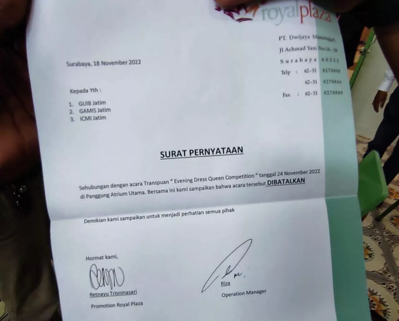 Diprotes Ormas, Kompetisi Busana Waria di Royal Plaza Surabaya Dibatalkan