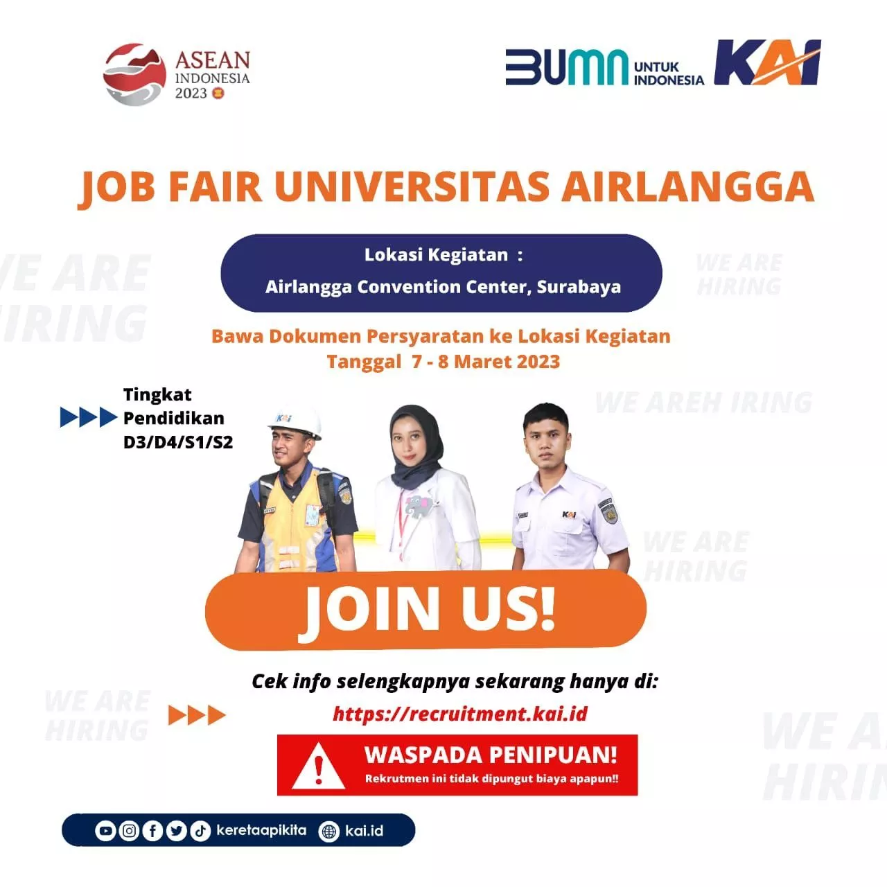 KAI Buka Lowongan Pekerjaan di Job Fair Unair, Ini Persyaratannya