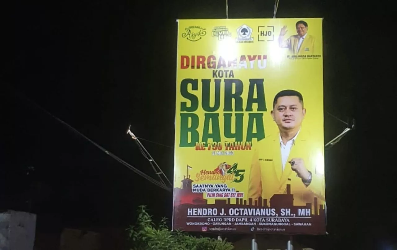 Baliho dan Reklame Caleg Penuhi Kota, Golkar Surabaya Minta Maaf