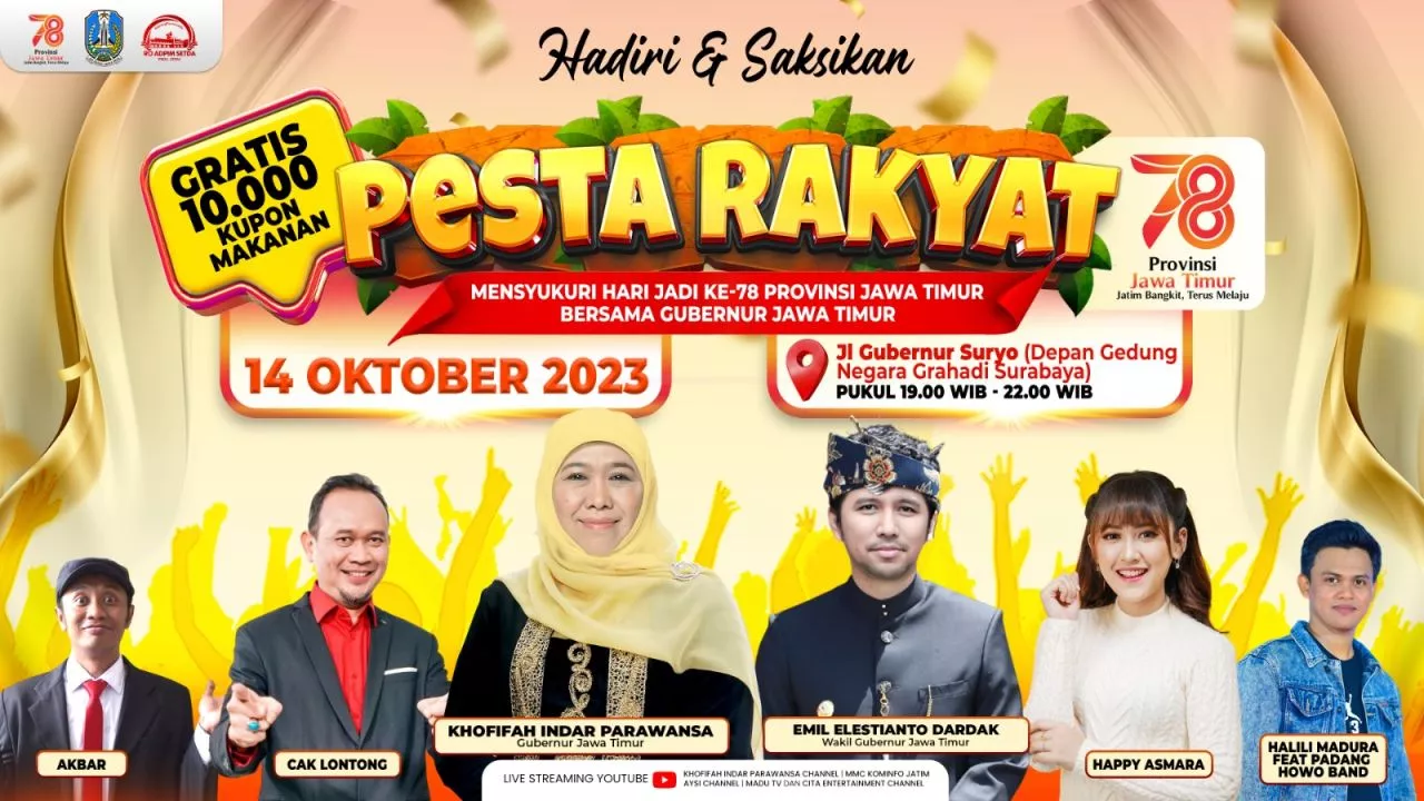 Gubernur Khofifah Ajak Masyarakat Semarakkan HUT Provinsi Jatim ke-78