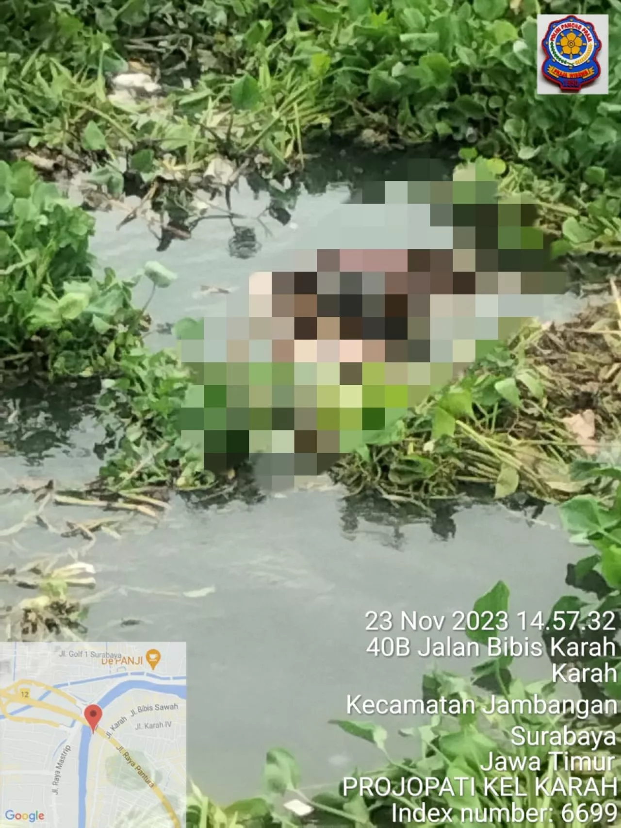 Sesosok Mayat Ditemukan Mengambang di Sungai Karah Surabaya