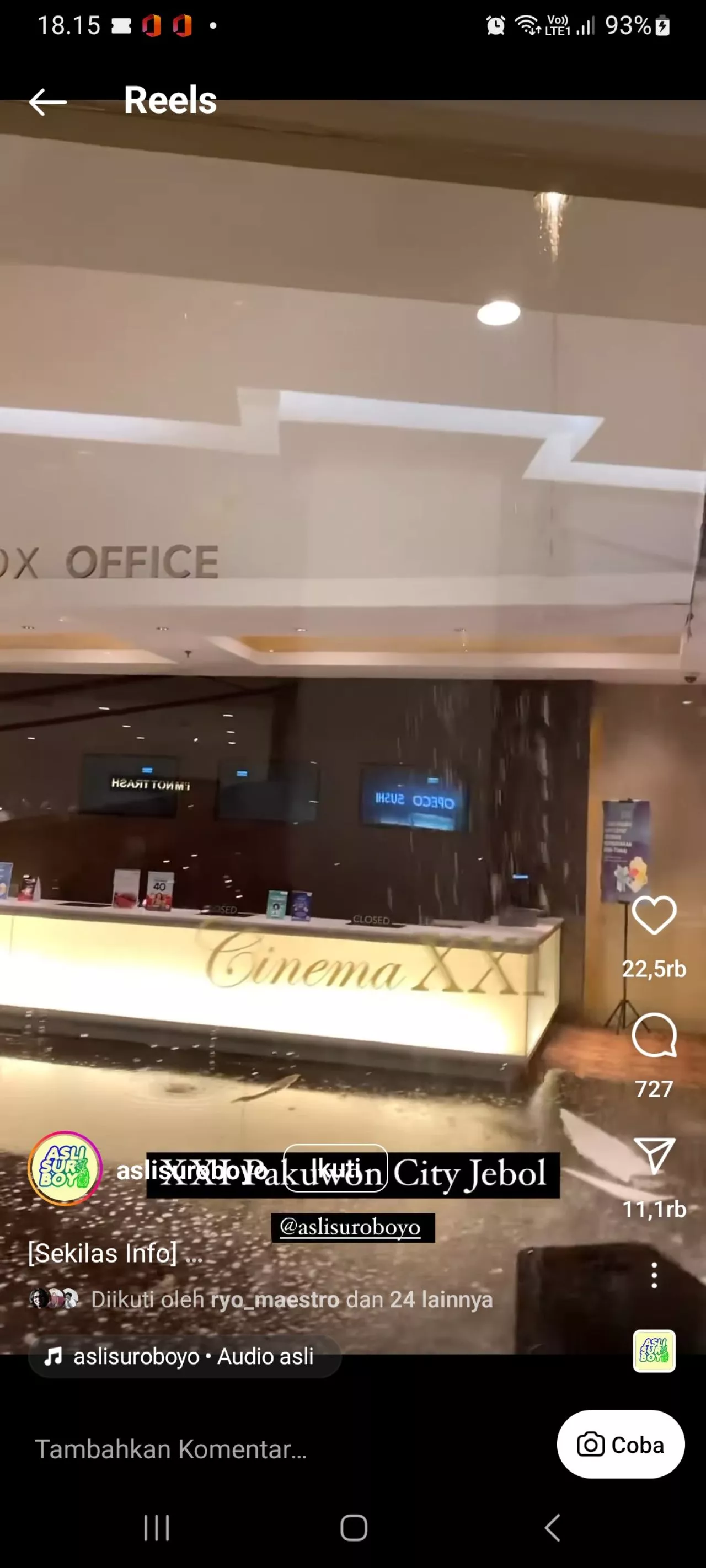 Netizen Sebut Atap Bioskop XXI Pakuwon City Sudah Bocor Sejak 2012