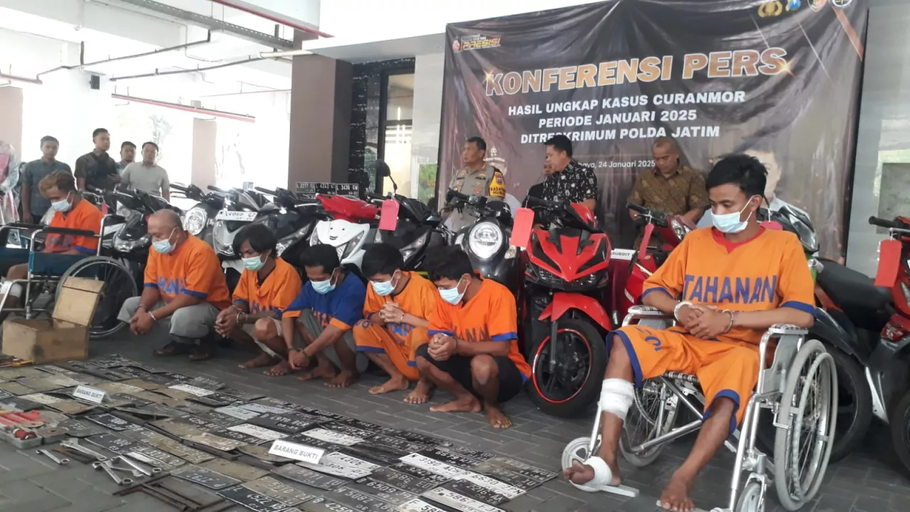 Polda Jatim Ungkap Jaringan Curanmor,  136 Tersangka Ditangkap