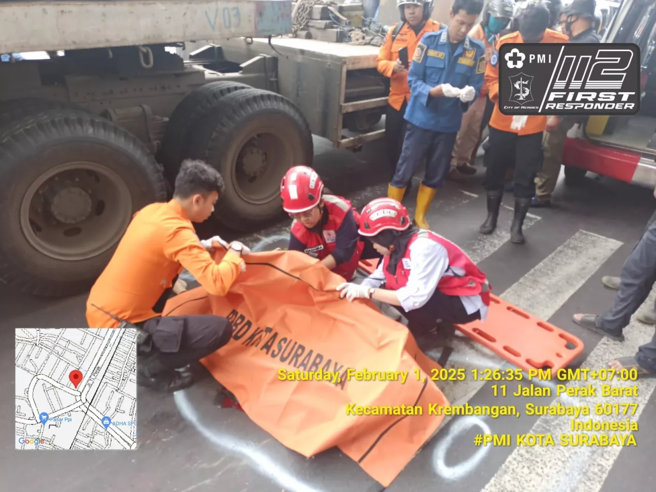 Kecelakaan di Jalan Perak Timur Surabaya, Pengendara Motor Tewas Tertabrak Truk Trailer