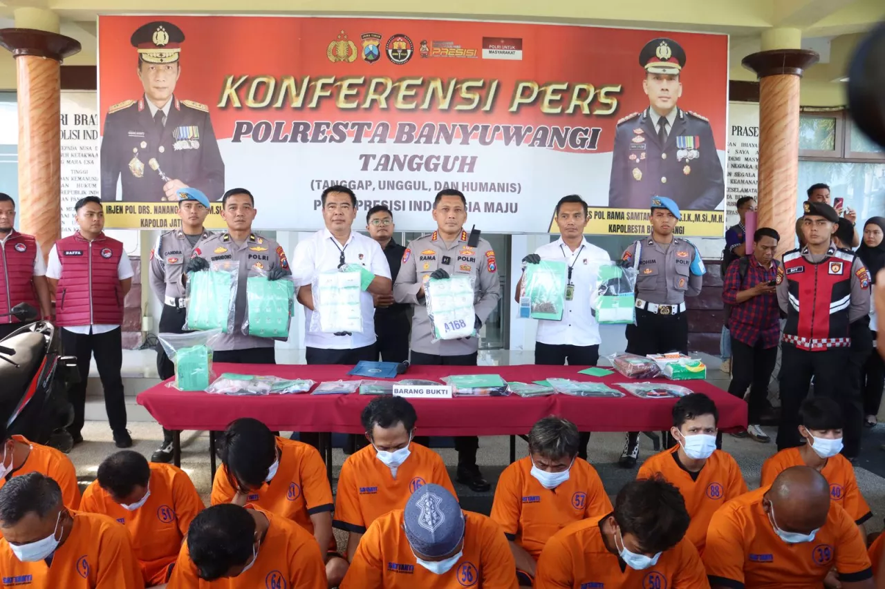 2 Kg Sabu Disita, 17 Orang Diciduk Polresta Banyuwangi