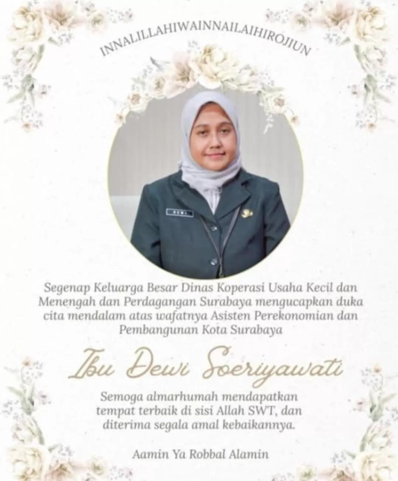 Asisten II Surabaya Tutup Usia, Wali Kota Eri Belasungkawa