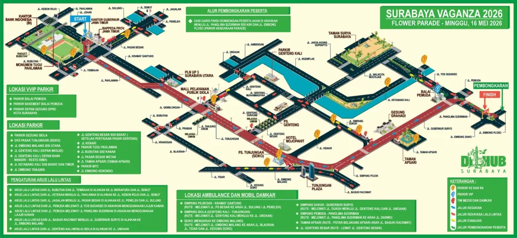Awas Macet saat Surabaya Vaganza 2026, Ini Peta Lalu-lintas dan Titik Parkirnya