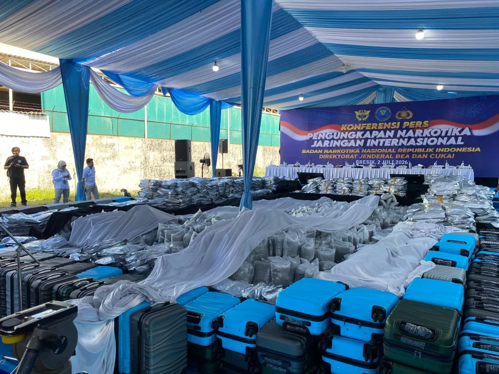 Penampakan sabu 3 ton yang diungkap BNN RI di Gresik. (Foto: selalu.id).