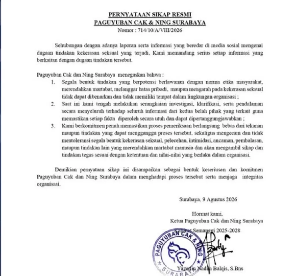 Mantan Cak dan Ning Surabaya Diduga Terseret Kasus Aborsi, Begini Jawaban Pemkot