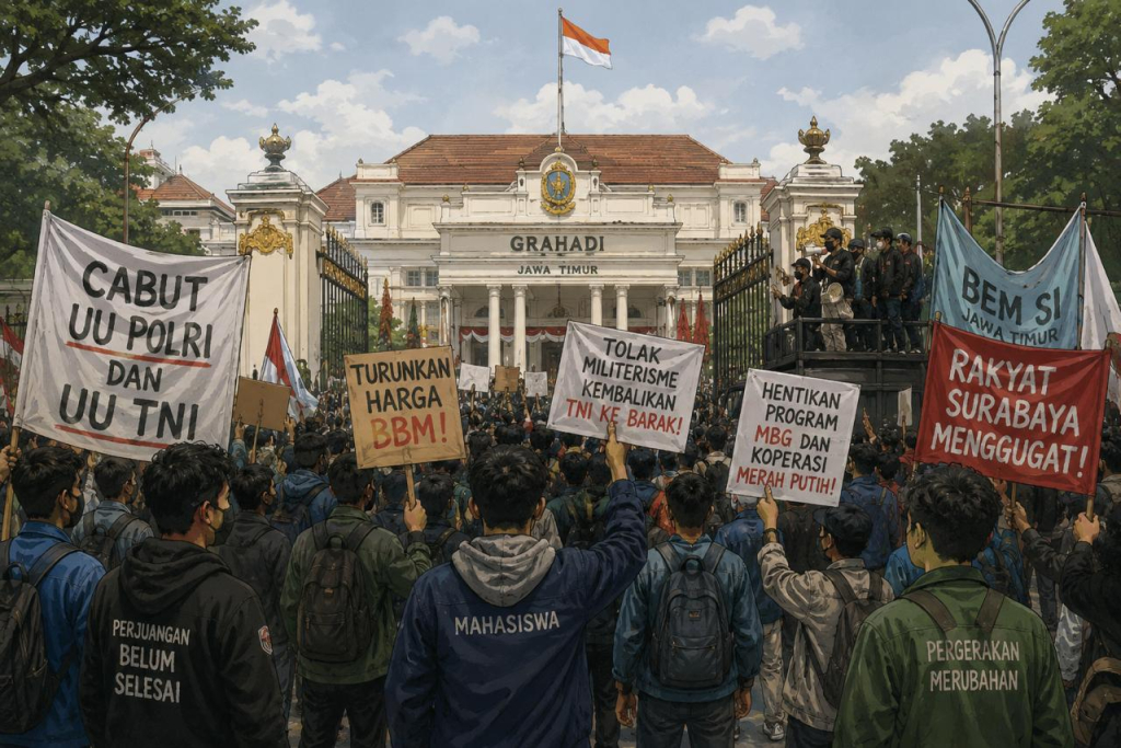 Hindari Tengah Kota Surabaya, Ada Demo Depan Grahadi Hari Ini