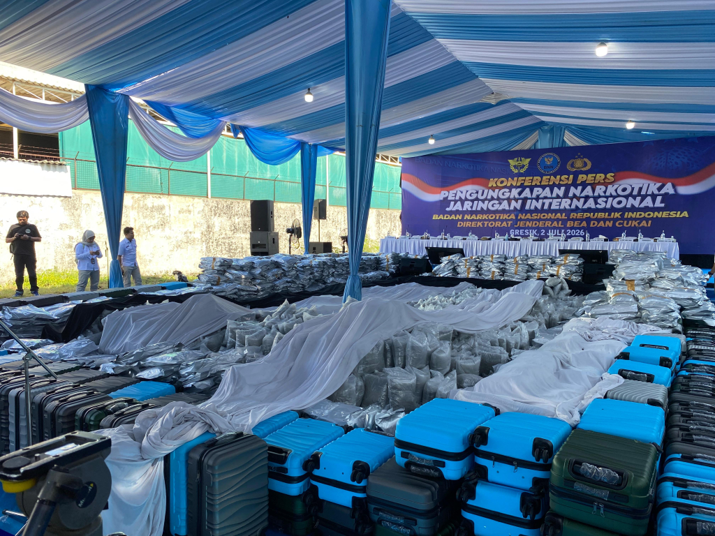 Penampakan sabu 3 ton yang diungkap BNN RI di Gresik. (Foto: selalu.id).