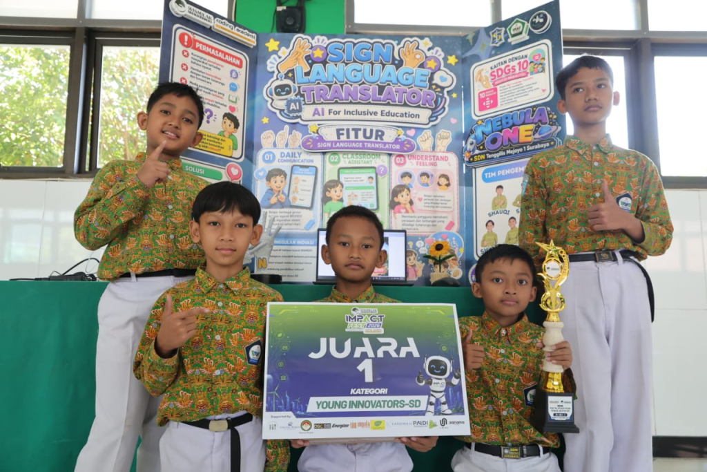 Bikin Aplikasi Penerjemah Bahasa Isyarat, 5 Siswa SD Surabaya Sabet Juara I Impact Fest 2026